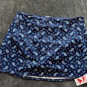 Womens Lands End Blue Paisley swim skirt, size 12, NWT.